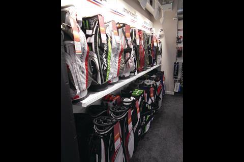 Golf clubs are organised by brand, gender and age. There is nothing radical about the display, but the offer is certainly more substantial than elsewhere in this part of London.